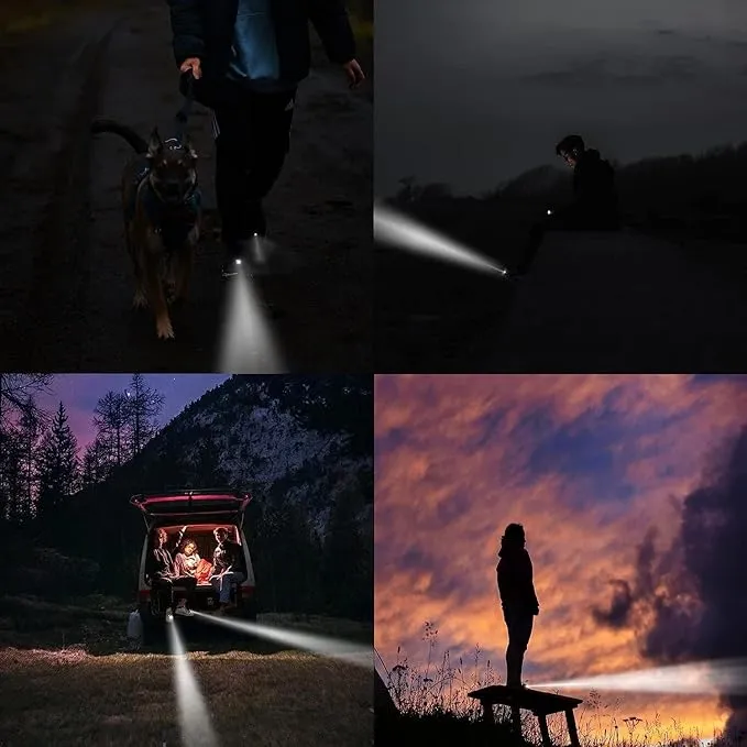 4 Pcs Metal Rechargable Headlights for Crock, Outdoor Waterproof LED Flashlight for Shoes, Clip on Crock Light Attachment Charm, Accessories for Camping, Cycling, Walking, 3 Light Modes, Last 72 Hours