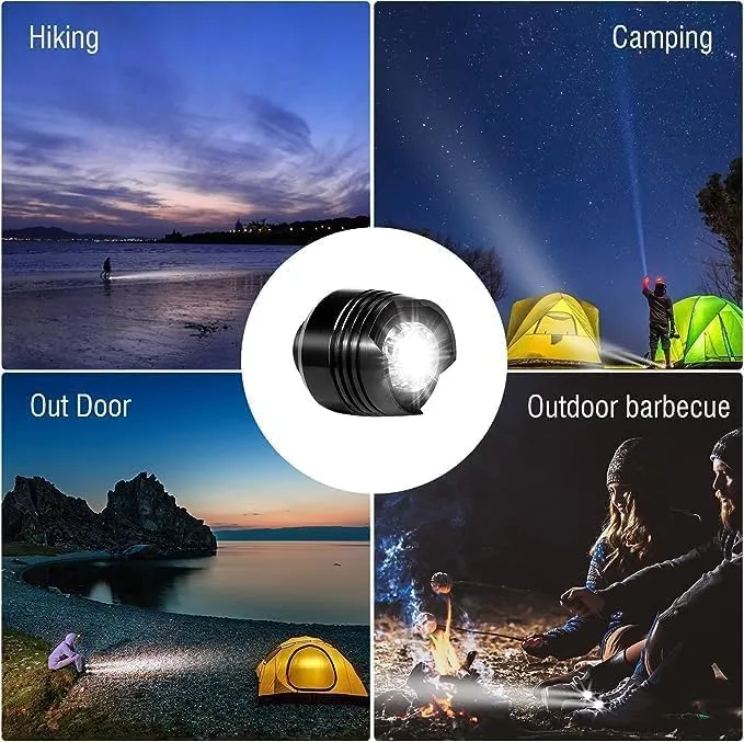4 Pcs Metal Rechargable Headlights for Crock, Outdoor Waterproof LED Flashlight for Shoes, Clip on Crock Light Attachment Charm, Accessories for Camping, Cycling, Walking, 3 Light Modes, Last 72 Hours