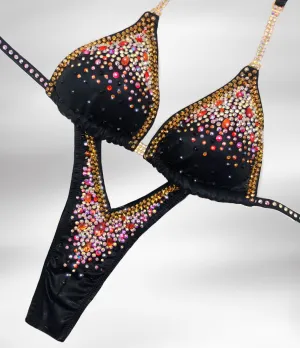 Black Petite Bling figure/physique competition suit