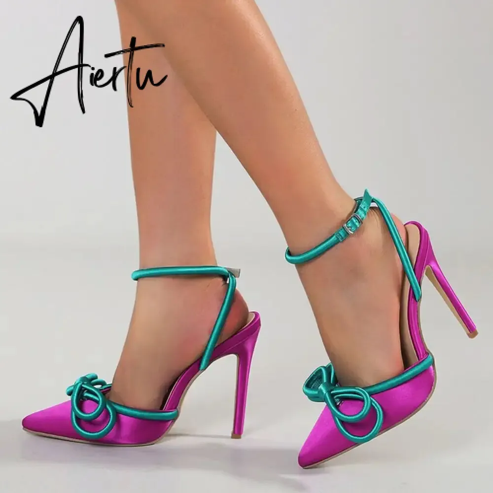 Brand New Office Ladies Elegant Women Pumps Spring Thin High Heels Bowknot Sexy Party Shoes Prom Design Summer Pumps Woman