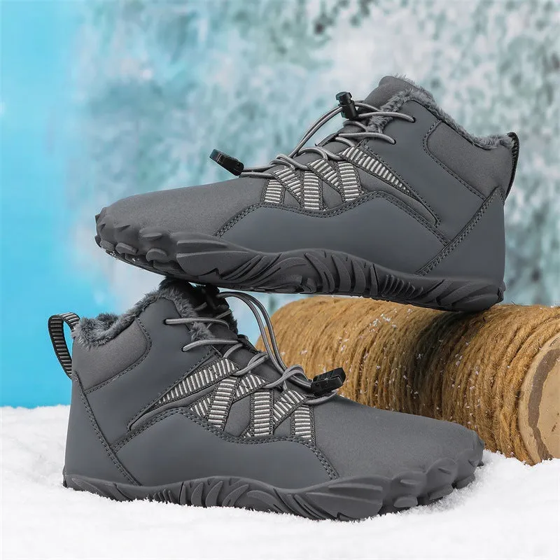 Damen-Fünffinger-Outdoor-Sport-Baumwollschuhe, Unisex, samtwarme Schneestiefel, verschleißfeste Anti-Ski-Bodenstiefel, verdickte Winterschuhe