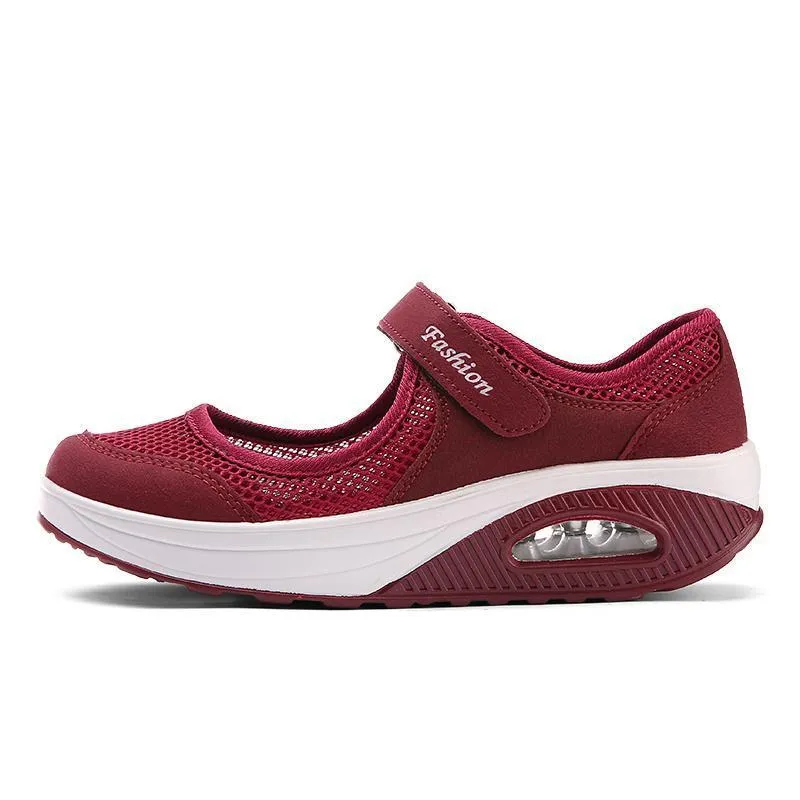 Damen Sommer Atmungsaktiv Mesh Fitness Sneaker Plateau Turnschuhe