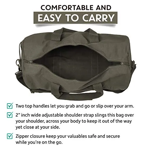 EMS Emergency Medical Services Army Sport Heavyweight Canvas Duffel Bag in Olive & Black, Medium