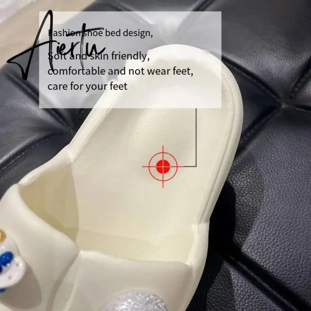 Fashion Design Cartoon Astronaut Women's Slippers Men's  New Summer Beach Slide Flip Flops Indoor Bathroom Non-slip Shoes