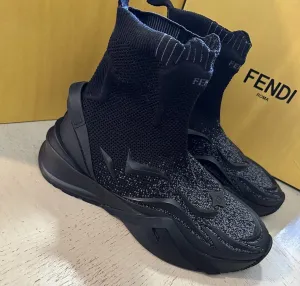 Fendi Contrast Knit High Top Sock Sneakers Shoes Black 14 US 7E1554 NIB $1190