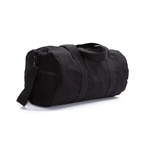 Firefighter Logo on a Vintage Canvas Duffel Bag in Black & Red, Large