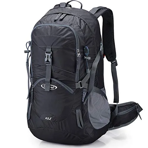 G4Free Black Hiking Backpack Backpacking Backpacks with Rain Cover Waterproof Bladder for Men