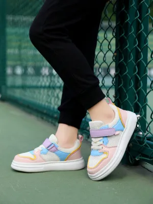 Girls Color Block Hook-and-loop Fastener Skate Shoes- FD