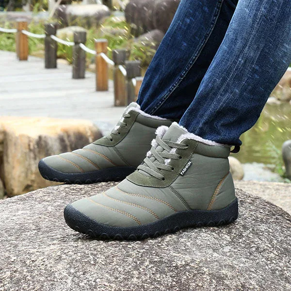 Große Größe Herren Streifen wasserdichte Plüsch Futter Streifen Stiefeletten