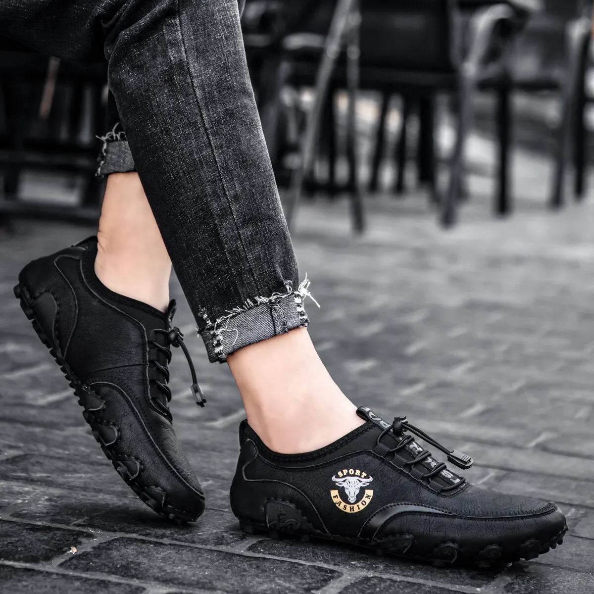 Herren Casual Fashion Bequeme hochwertige handgefertigte Leder-Fahrschuhe flach