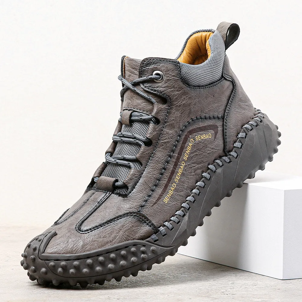 Herren Leder Handnähte Atmungsaktive Weiche Sohle Toe Protected Casual Sports Boots