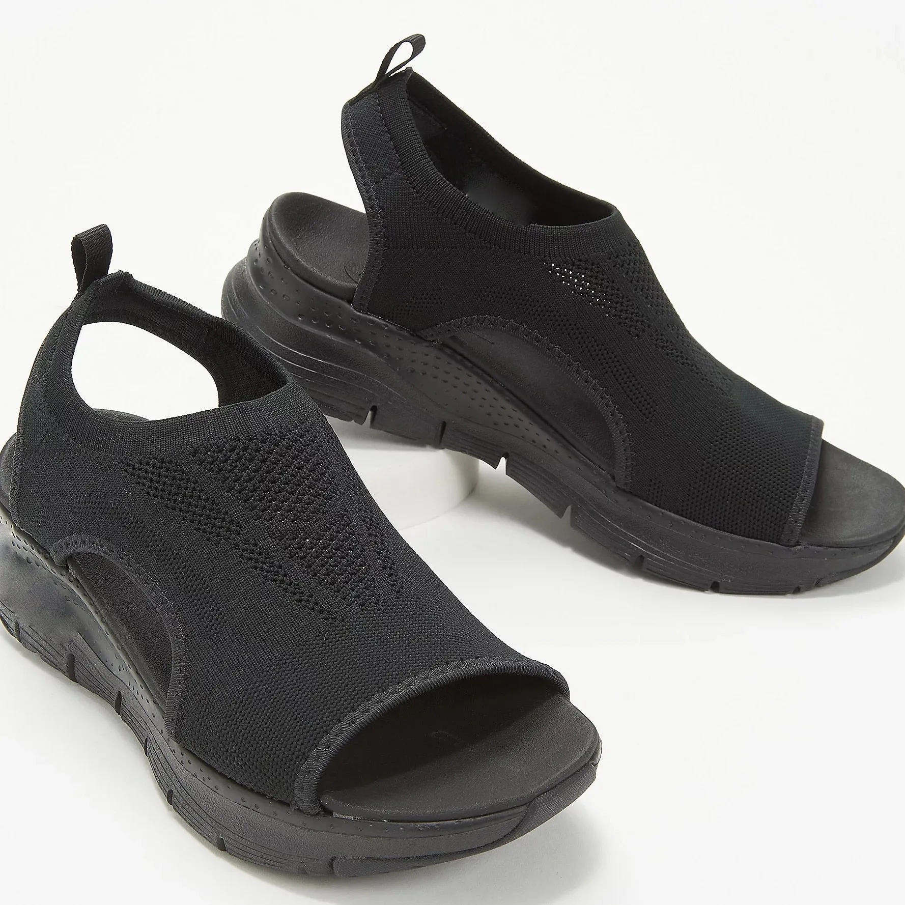 Hnzxzm Women Sandals Open Toe Mesh Casual Ladies Wedge Shoes Summer Solid Color Slip-On Hollow Out Female Platform Sandalias