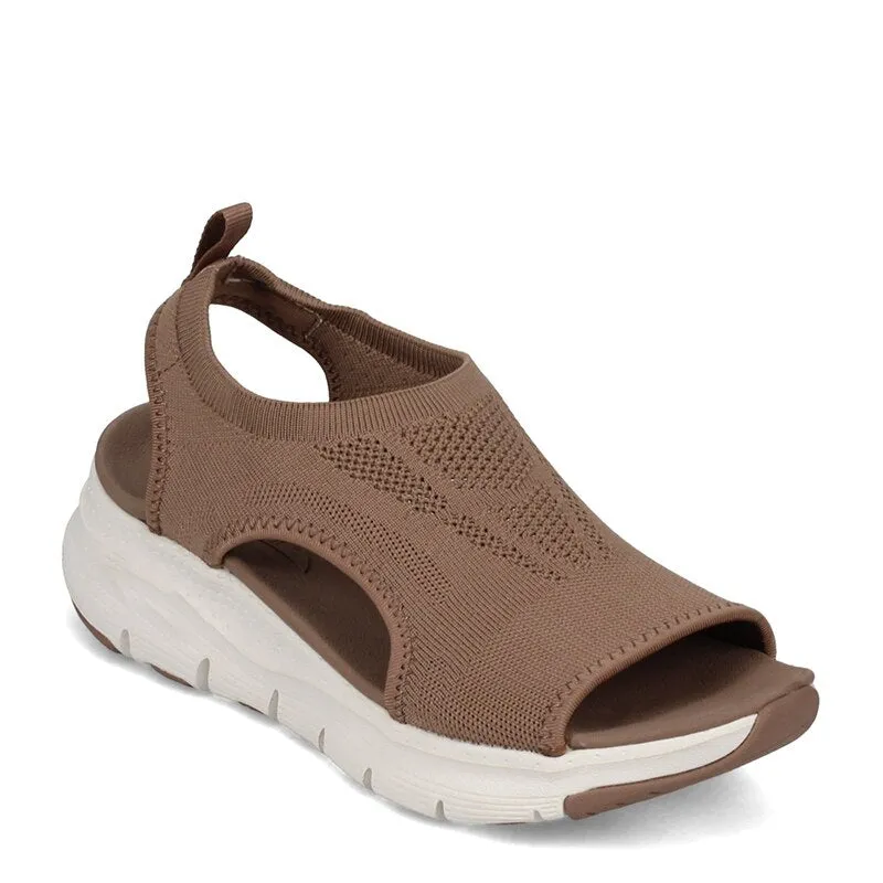 Hnzxzm Women Sandals Open Toe Mesh Casual Ladies Wedge Shoes Summer Solid Color Slip-On Hollow Out Female Platform Sandalias