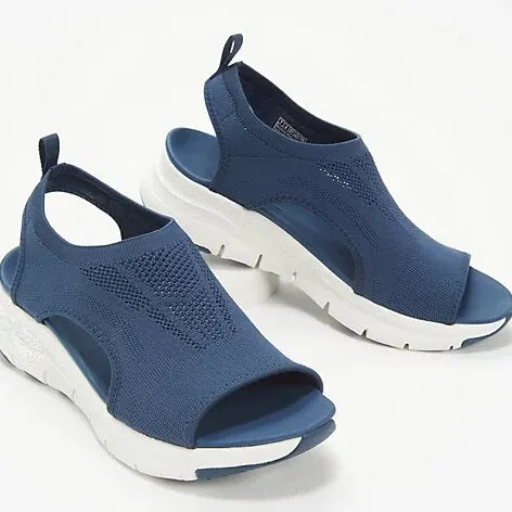 Hnzxzm Women Sandals Open Toe Mesh Casual Ladies Wedge Shoes Summer Solid Color Slip-On Hollow Out Female Platform Sandalias