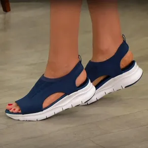 Hnzxzm Women Sandals Open Toe Mesh Casual Ladies Wedge Shoes Summer Solid Color Slip-On Hollow Out Female Platform Sandalias