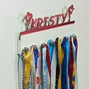 Ice Skater Personalized Medal Holder, Handmade Wall Organizer, Storage Space for Your Living Space