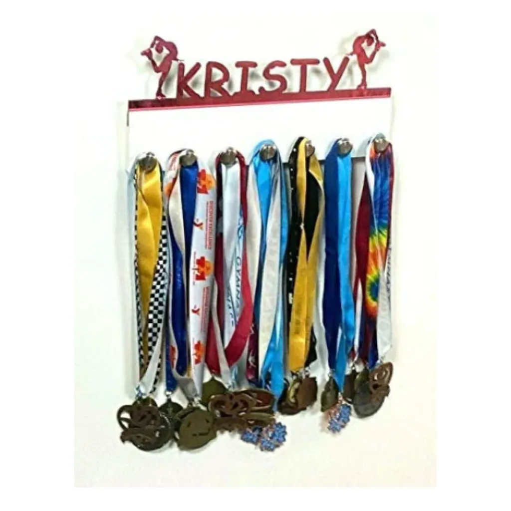 Ice Skater Personalized Medal Holder, Handmade Wall Organizer, Storage Space for Your Living Space