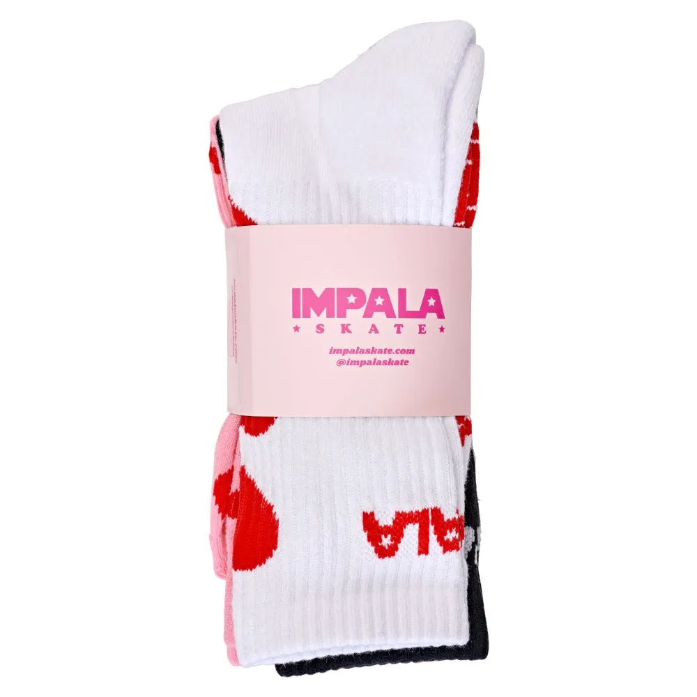 Impala Hearts Skate Socks - 3 Pack