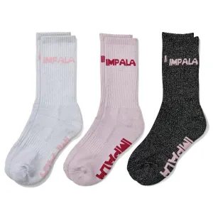 Impala Sparkle Stripe Skate Socks 3 Pack