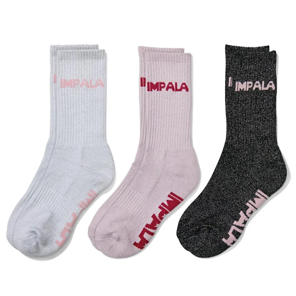 Impala Sparkle Stripe Skate Socks 3 Pack