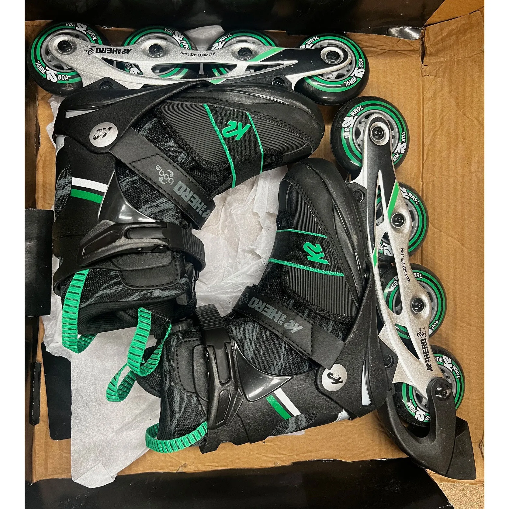 K2 Sk8 Hero Boa ALU Boys Adjustable Inline Skates - Lightly Used Size 1-5