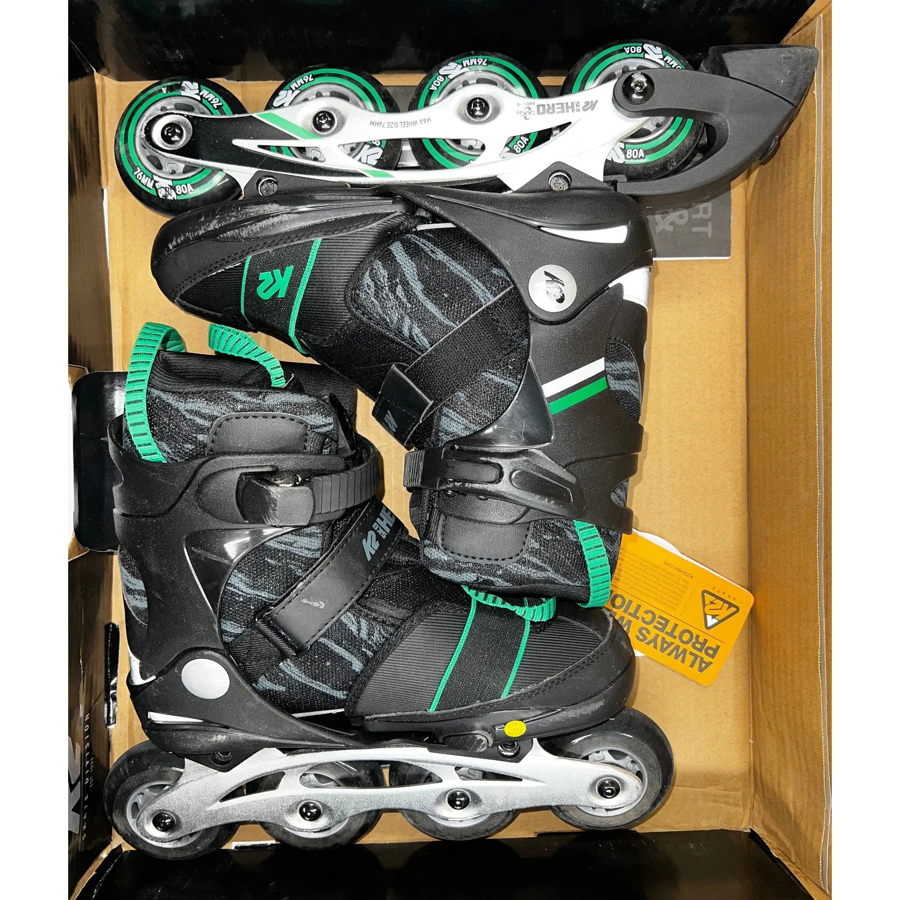 K2 Sk8 Hero Boa ALU Boys Adjustable Inline Skates - Moderately Used Size 1-5