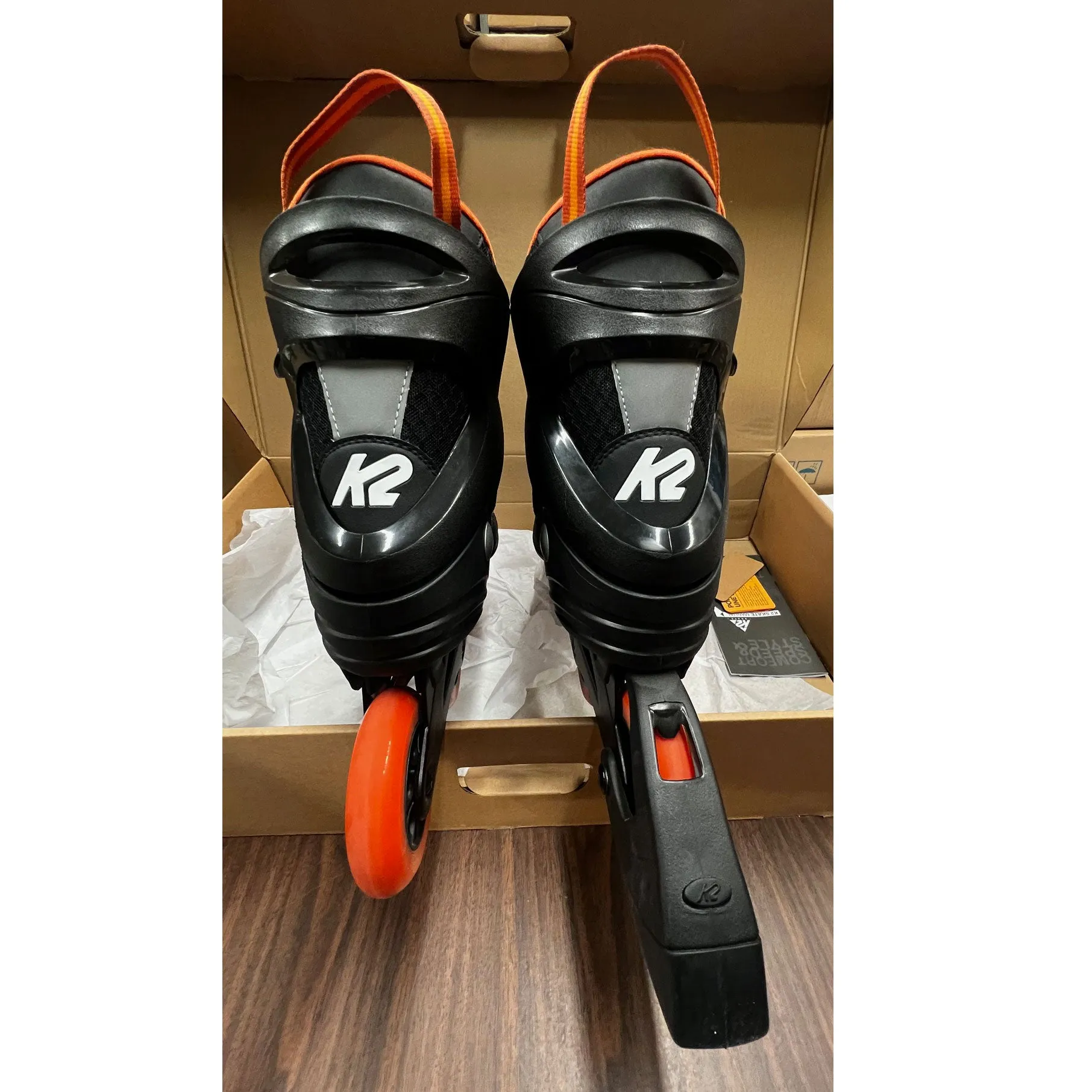 K2 Trio LT 100 Black Orange Mens Urban Inline Skates - Lightly Used