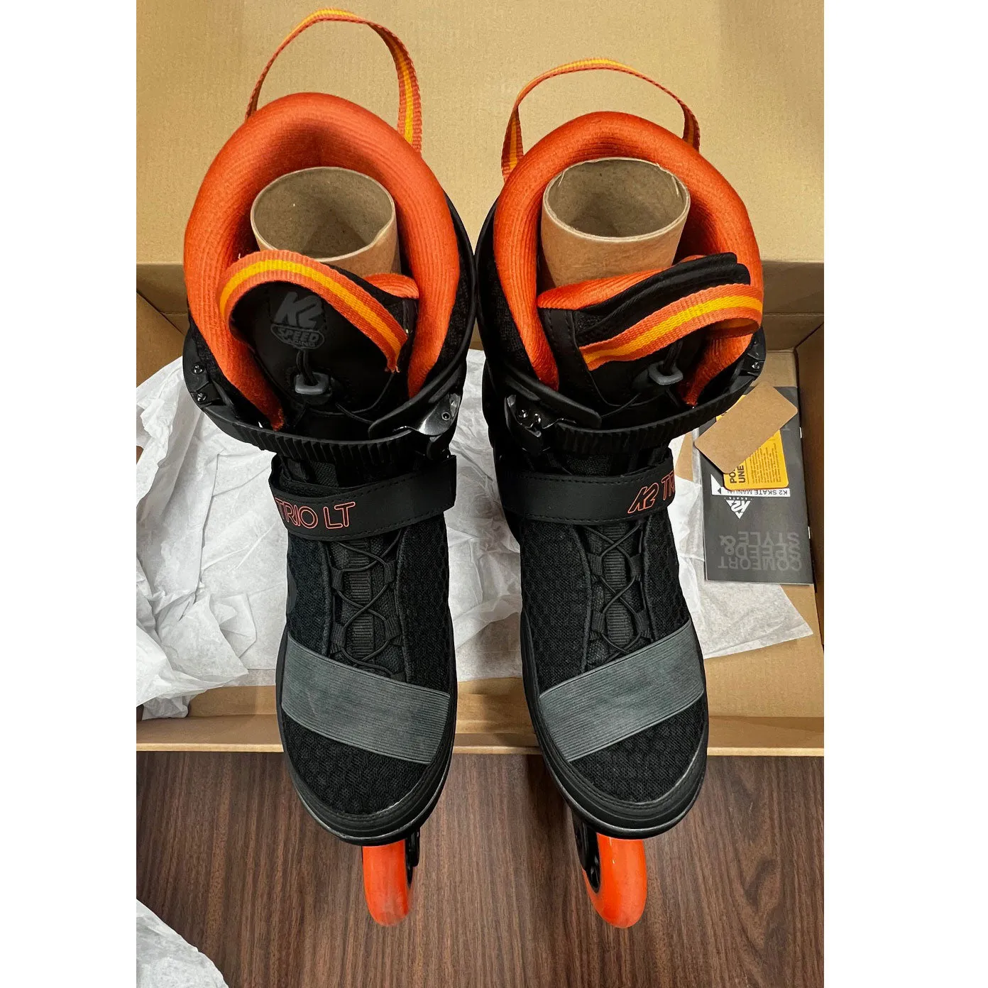 K2 Trio LT 100 Black Orange Mens Urban Inline Skates - Lightly Used
