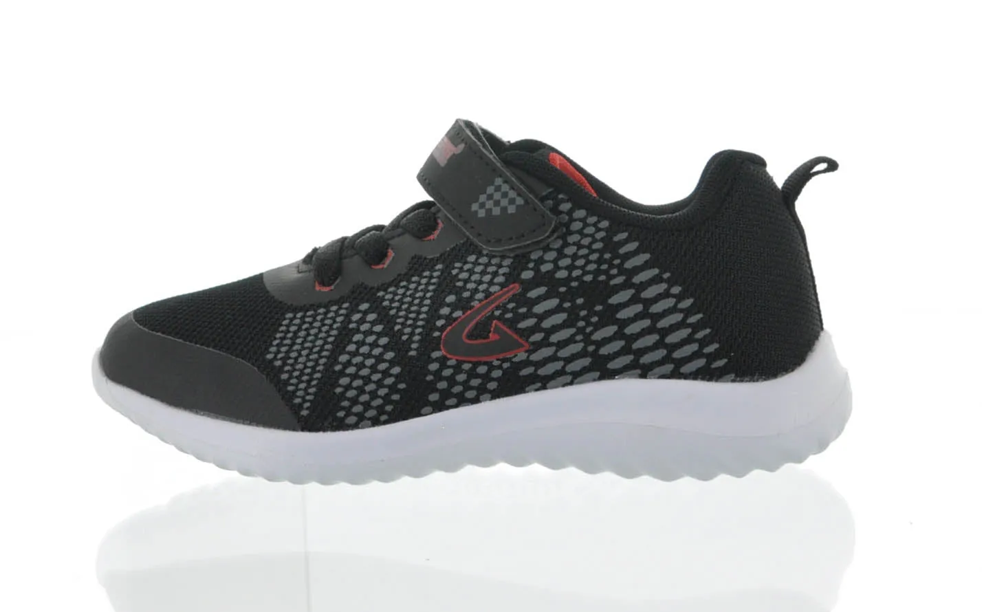 KID'S SHOES BLACK AND RED MESH TENNIS SNEAKERS 3862K