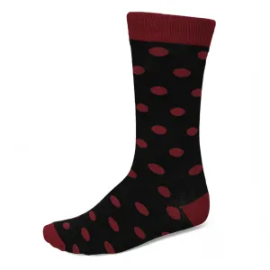 Men's Burgundy and Black Polka Dot Socks