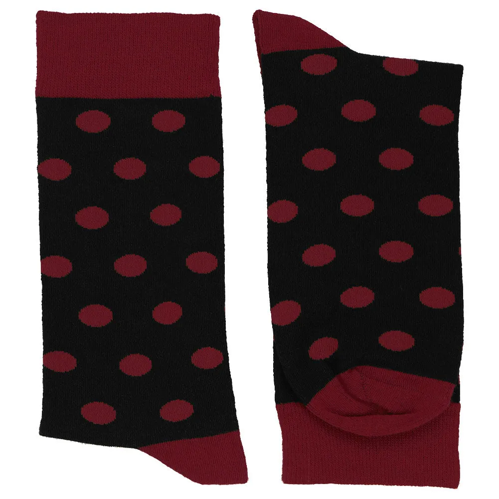 Men's Burgundy and Black Polka Dot Socks
