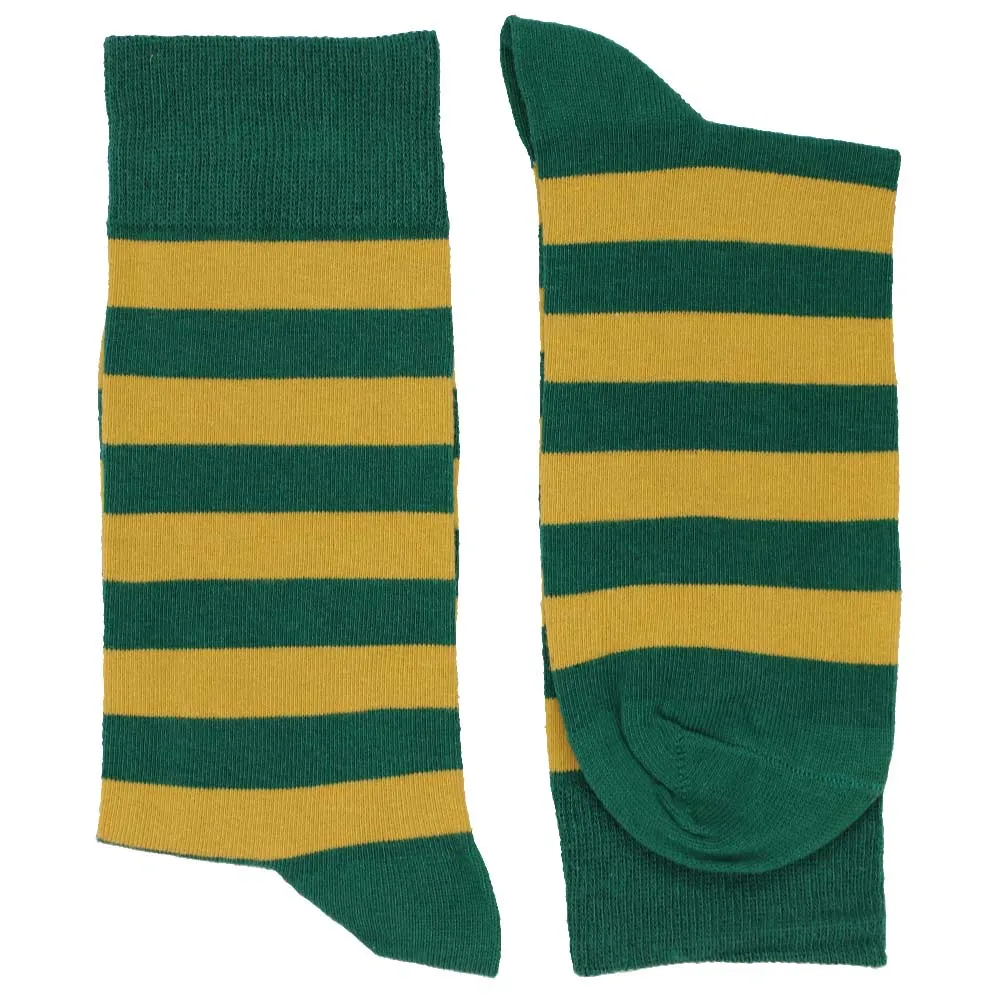 Men's Hunter Green and Gold Striped Socks