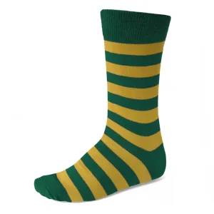 Men's Hunter Green and Gold Striped Socks