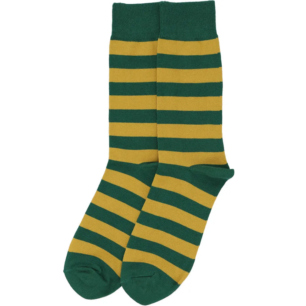 Men's Hunter Green and Gold Striped Socks