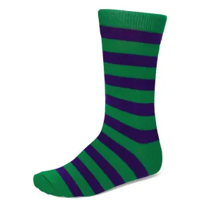 Men's Kelly Green and Dark Purple Striped Socks