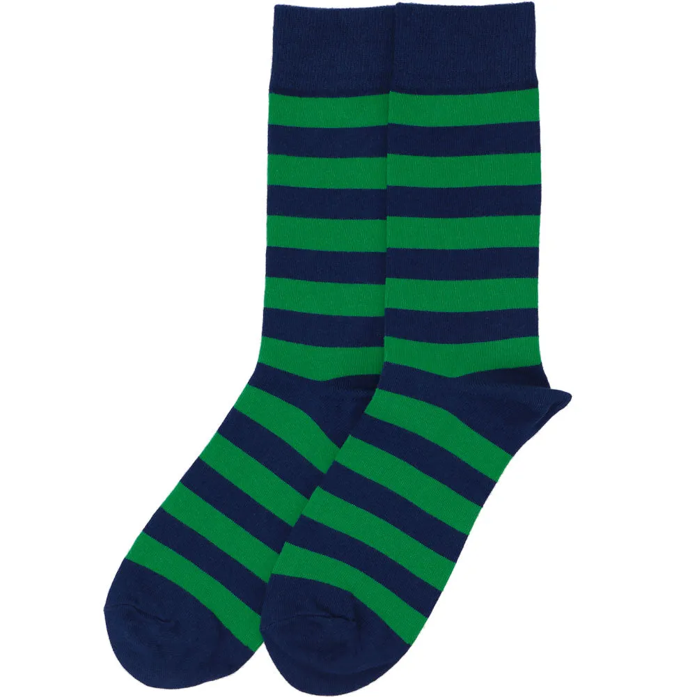 Men's Kelly Green and Navy Blue Striped Socks