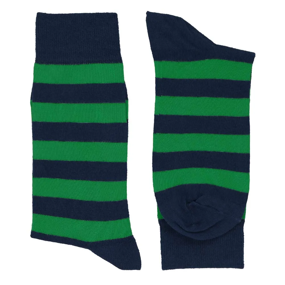 Men's Kelly Green and Navy Blue Striped Socks