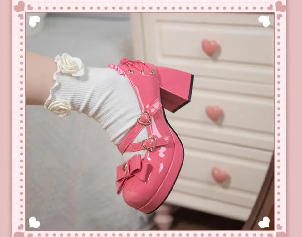 Milk Bun Bunny~Sweet Lolita High Heel Bow Princess Lolita Shoes