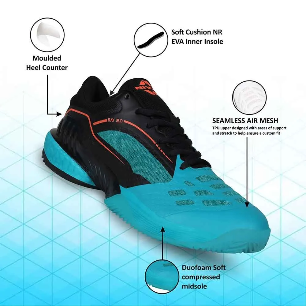 Nivia Ray 2.0 Tennis Shoes Turquoise/Black
