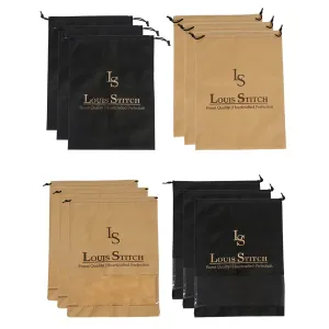 Non Woven Shoe Bag Pack Of  12 Black & Beige Plain - See Thru