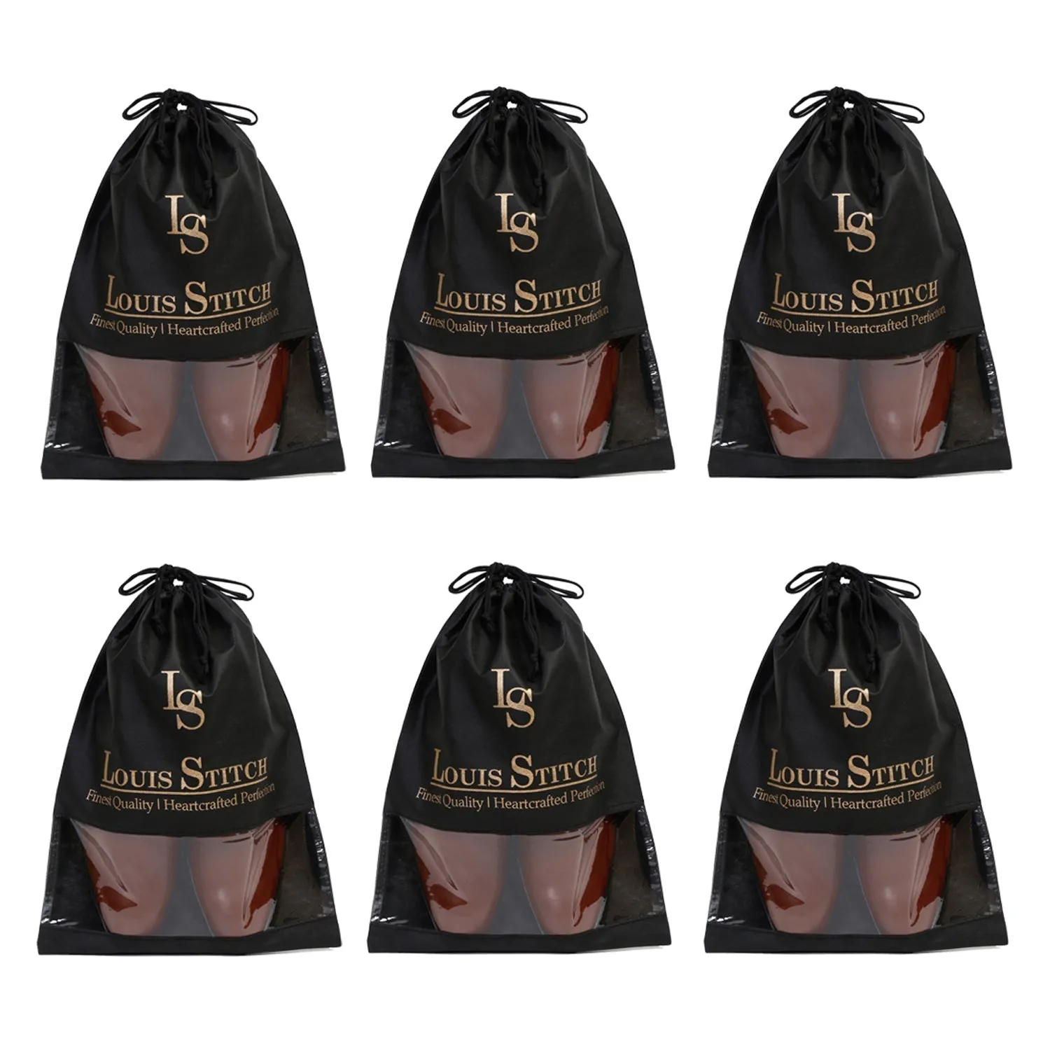 Non Woven Shoe Bag Pack Of  6 Black See-Thru