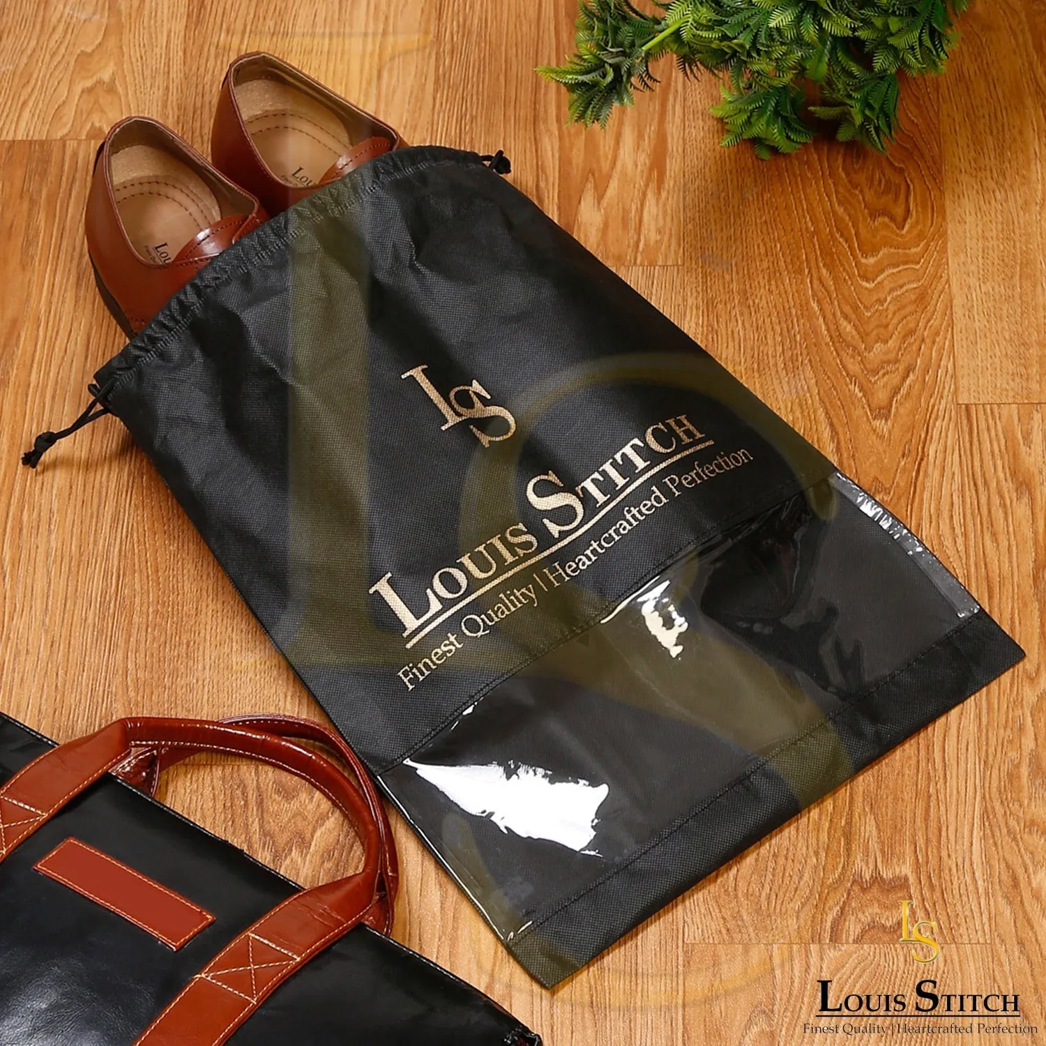 Non Woven Shoe Bag Pack Of  6 Black See-Thru