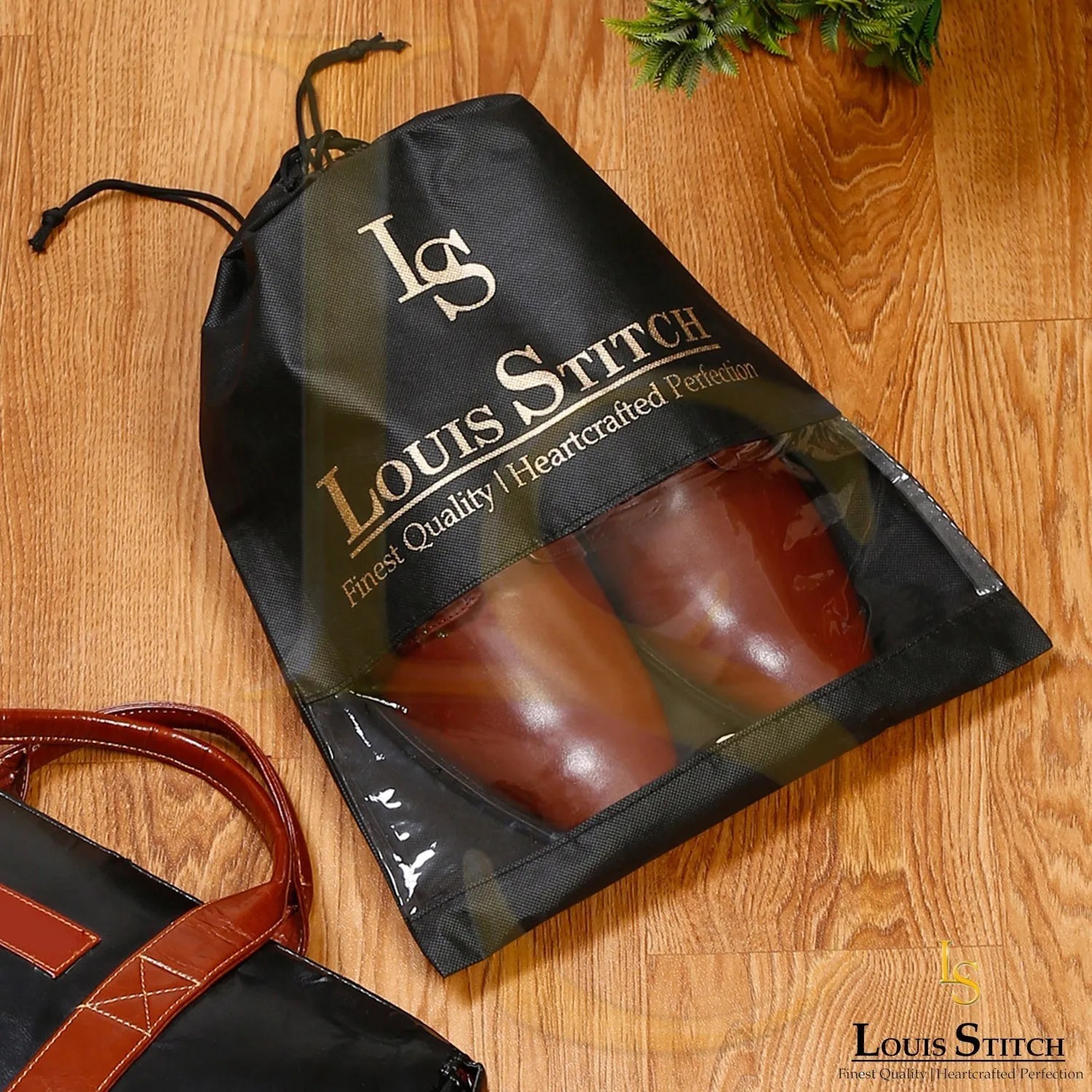Non Woven Shoe Bag Pack Of  6 Black See-Thru
