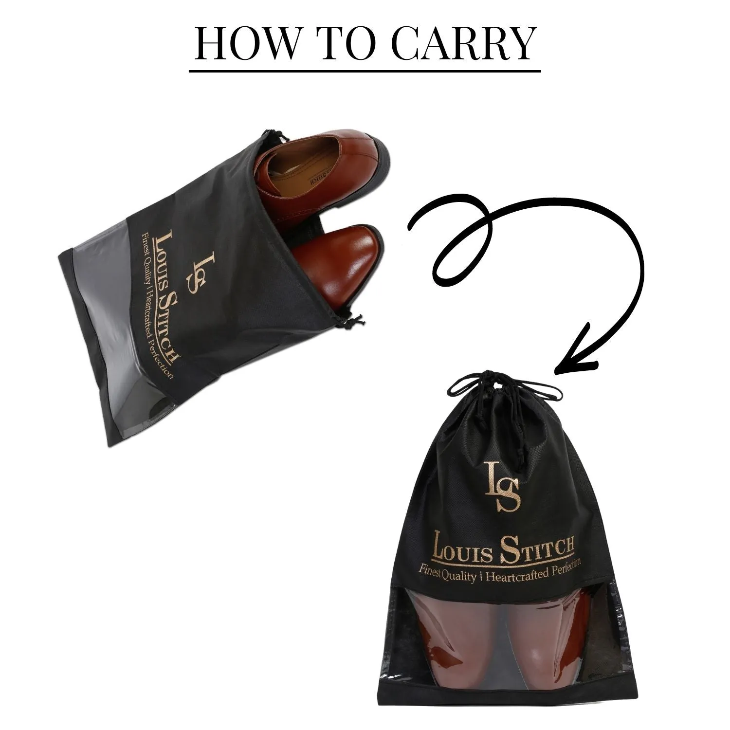 Non Woven Shoe Bag Pack Of  6 Black See-Thru