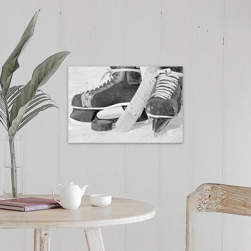 "Hockey skates and puck" Canvas Wall Art