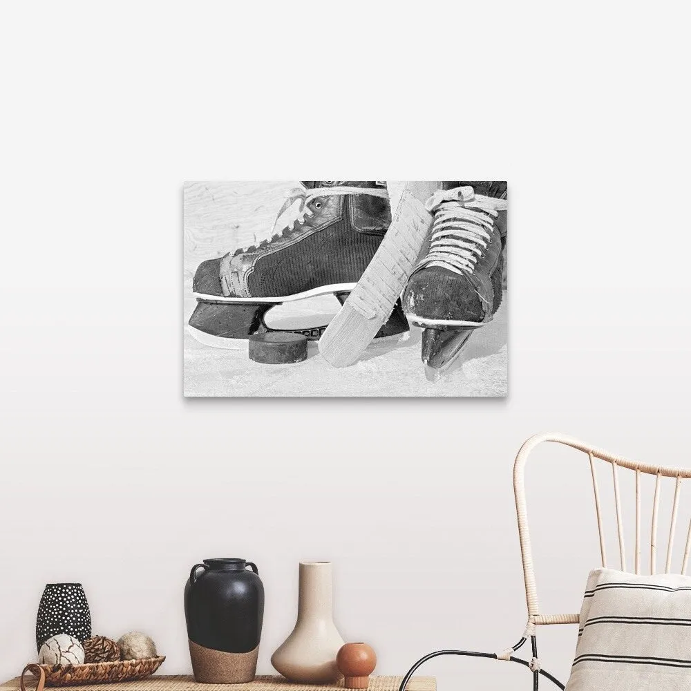 "Hockey skates and puck" Canvas Wall Art
