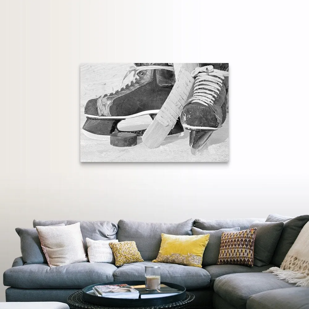 "Hockey skates and puck" Canvas Wall Art