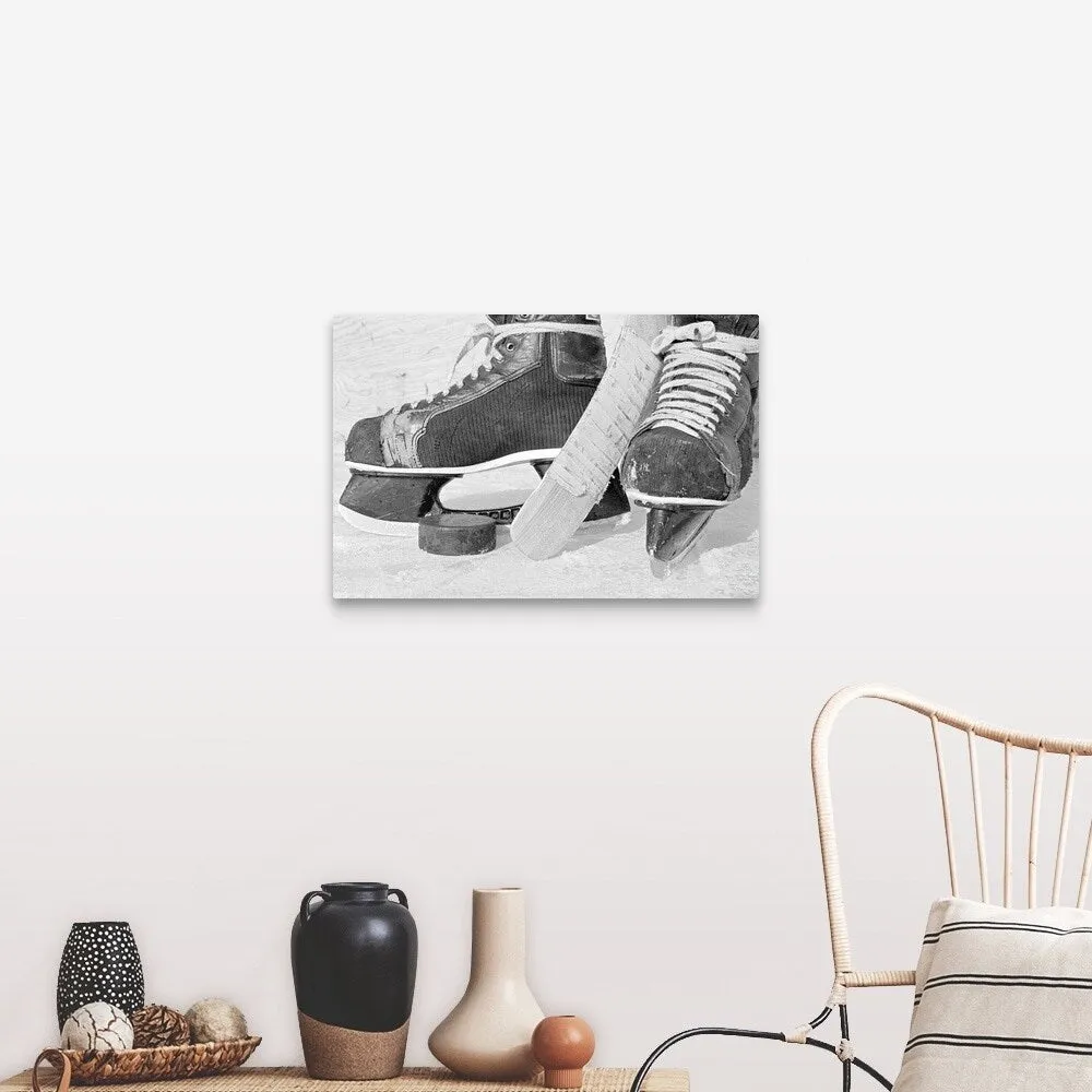 "Hockey skates and puck" Canvas Wall Art