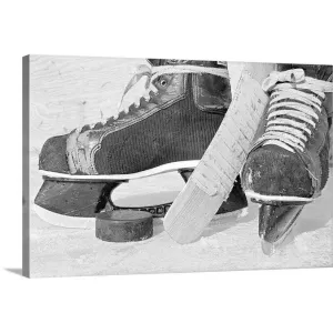 "Hockey skates and puck" Canvas Wall Art
