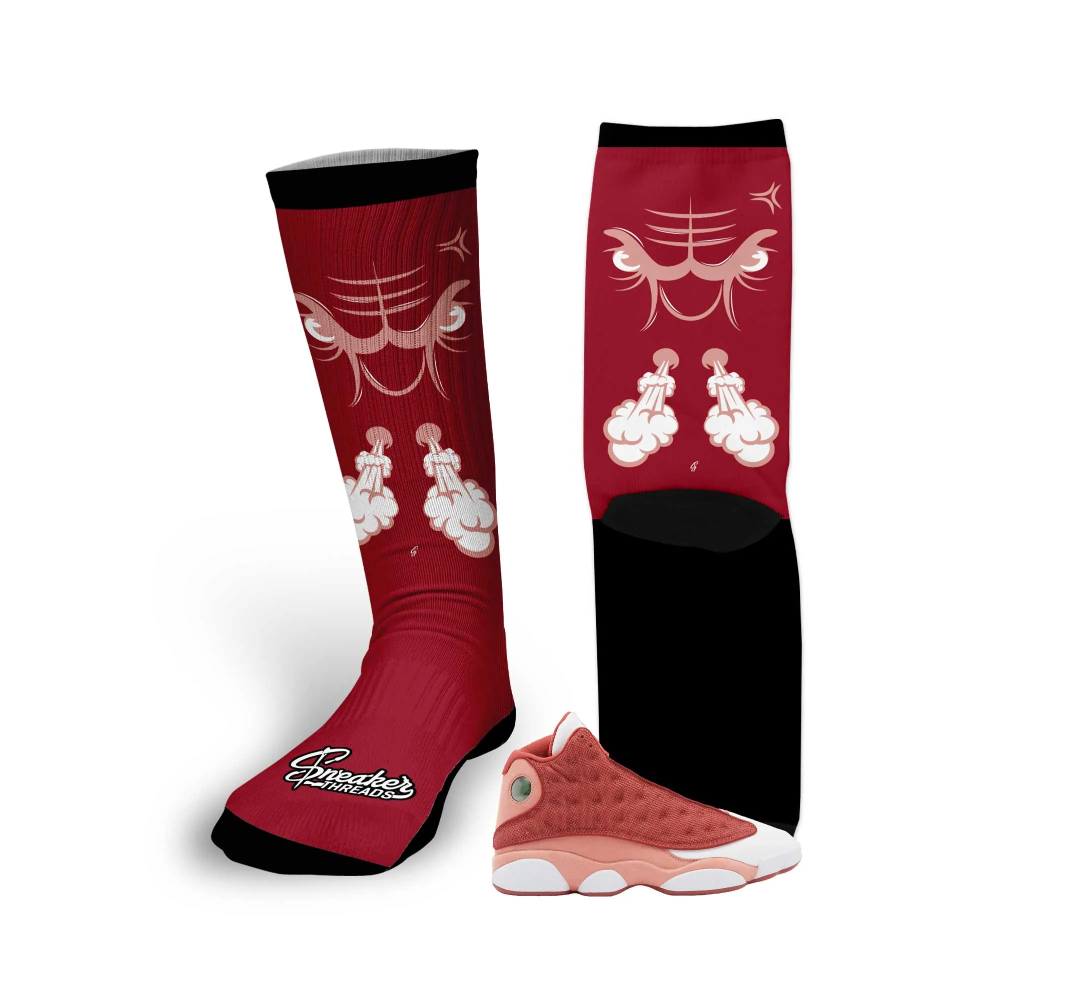 Retro 13 Dune Red Raging Face Socks